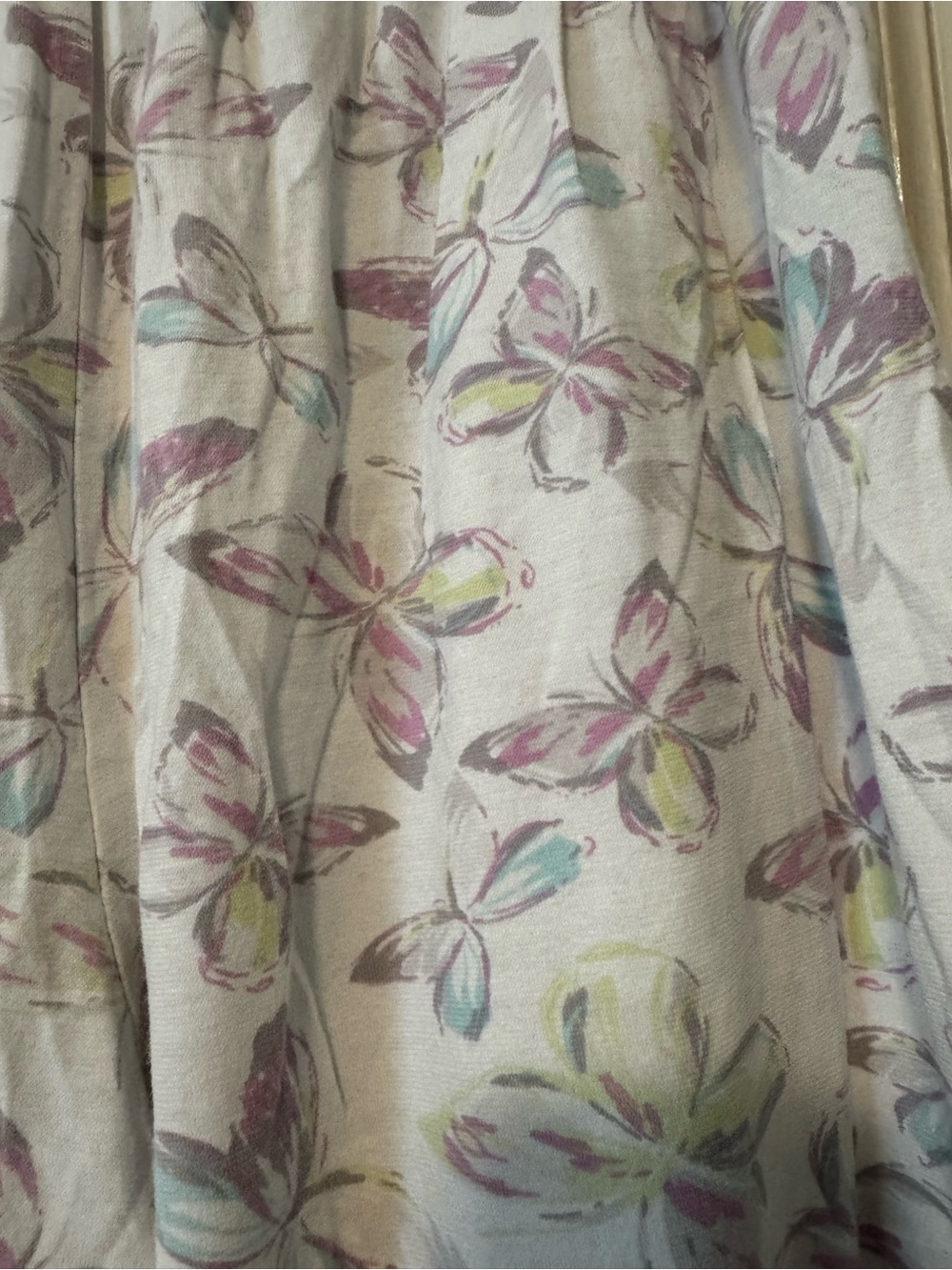 Women’s Print Pajama Pants - White with Pastel Butterflies - Picture 2 of 4